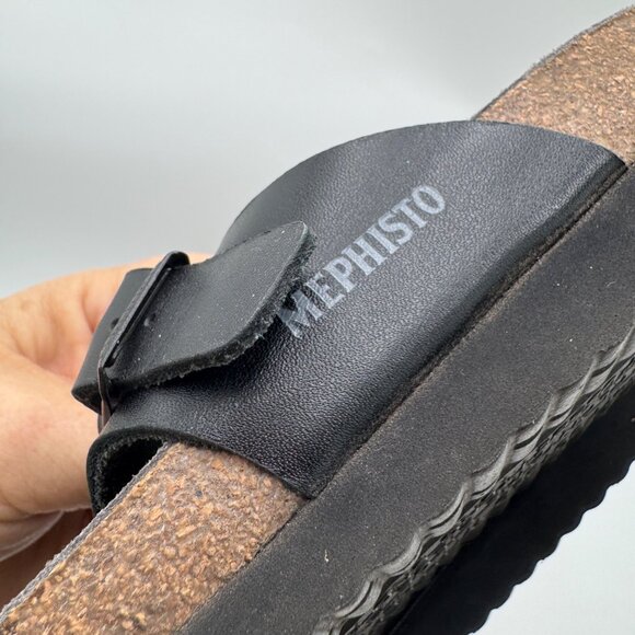 Helen Toe Loop Sandal woman’s size 39 8.5 - 9 Black Leather Comfort Sandal - Picture 6 of 13